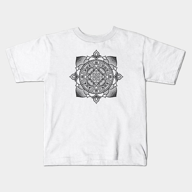 Black Mandala Kids T-Shirt by ilhnklv